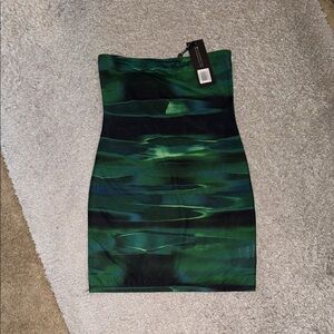 White Fox Boutique Strapless Dress in Green and Black